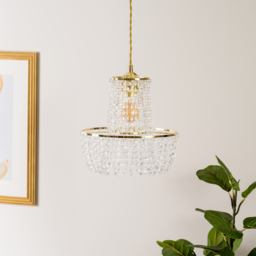 ValueLights Tegan Gold Jewel Droplet Pendant Lamp Shade - Size: 28 x 28 x 28cm - White - Wilko - thumbnail 5