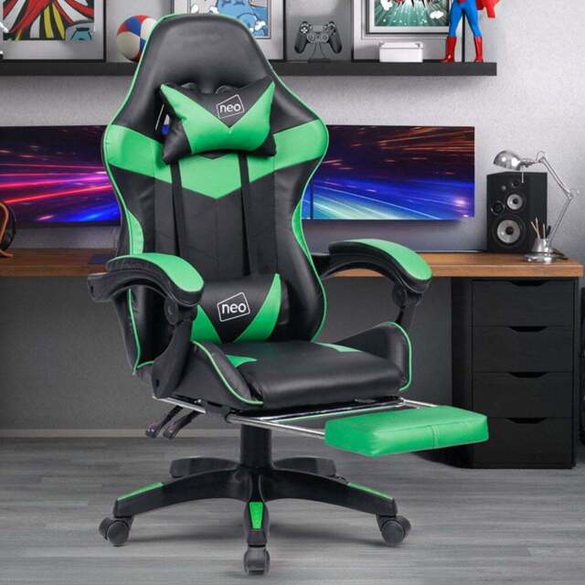 Neo Green and Black PU Leather Swivel Office Chair - Size: 66 x 55 x 125cm - Wilko - image 1