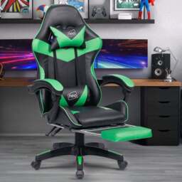 Neo Green and Black PU Leather Swivel Office Chair - Size: 66 x 55 x 125cm - Wilko