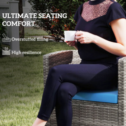 Outsunny Sky Blue Rattan Garden Lounge Replacement Cushion Pad Set 3 Pack - Wilko - thumbnail 6