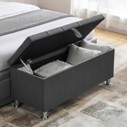 Vida Designs Valencia Dark Grey Linen Storage Ottoman - Size: 40cm x 100 x 44cm - Wilko - thumbnail 4