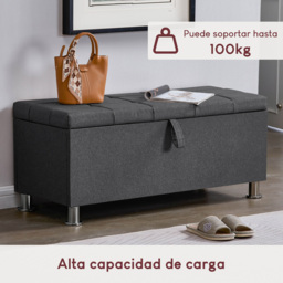 Vida Designs Valencia Dark Grey Linen Storage Ottoman - Size: 40cm x 100 x 44cm - Wilko - thumbnail 6