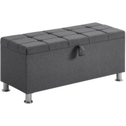 Vida Designs Valencia Dark Grey Linen Storage Ottoman - Size: 40cm x 100 x 44cm - Wilko - thumbnail 3