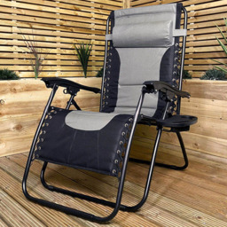 Samuel Alexander Grey and Black Multi Position Garden Sun Lounger - Size: 1 Seater - Wilko