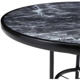 Living and Home Black Tempered Glass Round Marble Coffee Table - Grey - Wilko - thumbnail 7