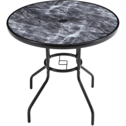 Living and Home Black Tempered Glass Round Marble Coffee Table - Grey - Wilko - thumbnail 3