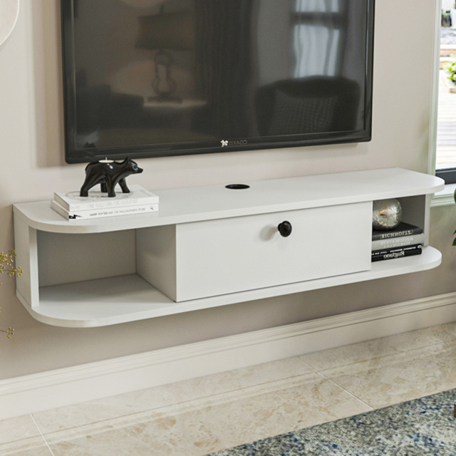 Decorotika Ibarra Single Door 2 Shelf White Wall Mounted TV Unit - Size: 23.4 x 120 x 29.6cm - Wilko - image 1