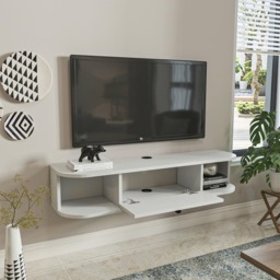 Decorotika Ibarra Single Door 2 Shelf White Wall Mounted TV Unit - Size: 23.4 x 120 x 29.6cm - Wilko - thumbnail 6