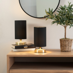 ValueLights Francis Black Shade Gold Touch Table Lamp and Bulb 2 Pack - Size: 24.5 x 12 x 12cm - Wilko - thumbnail 3