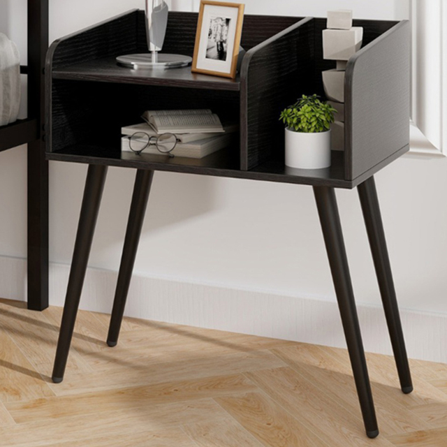 Costway Mid Century Black 2 Tier Nightstand with Open Shelves - Size: 2 Shelf - Wilko - image 1