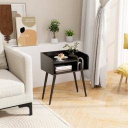 Costway Mid Century Black 2 Tier Nightstand with Open Shelves - Size: 2 Shelf - Wilko - thumbnail 4