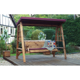 Charles Taylor Dorset 3 Seater Swing with Burgundy Cushions and Roof Cover - Red - Wilko - thumbnail 3