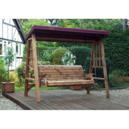 Charles Taylor Dorset 3 Seater Swing with Burgundy Cushions and Roof Cover - Red - Wilko - thumbnail 4