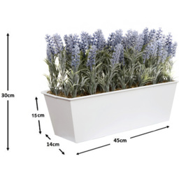 GreenBrokers Artificial Lavender Plant in White Window Box 45cm - Size: 18 Inch - Purple - Wilko - thumbnail 4
