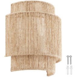 tectake Lignea Lux Jute Boho Style Wall Light - Size: 25.5 x 23 x 12cm - Brown - Wilko