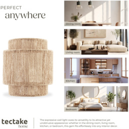 tectake Lignea Lux Jute Boho Style Wall Light - Size: 25.5 x 23 x 12cm - Brown - Wilko - thumbnail 6