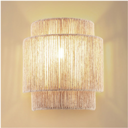 tectake Lignea Lux Jute Boho Style Wall Light - Size: 25.5 x 23 x 12cm - Brown - Wilko - thumbnail 4