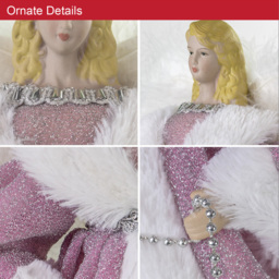 The Christmas Workshop Pink and White Tree Top Angel 30cm - Wilko - thumbnail 7