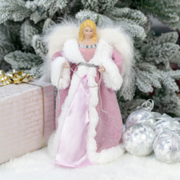 The Christmas Workshop Pink and White Tree Top Angel 30cm - Wilko - thumbnail 3