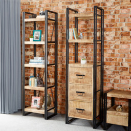 Brooklyn Carnaby 5 Shelf Industrial Slim Open Bookcase - Brown - Wilko - thumbnail 5