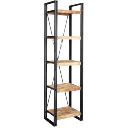 Brooklyn Carnaby 5 Shelf Industrial Slim Open Bookcase - Brown - Wilko - thumbnail 3