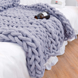 Living and Home Grey Hand Woven Chenille Blanket for Couch and Bed 60cm - Wilko - thumbnail 6
