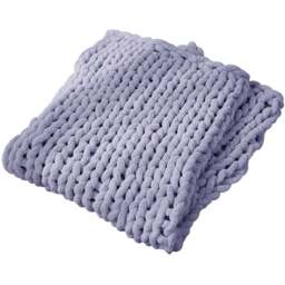 Living and Home Grey Hand Woven Chenille Blanket for Couch and Bed 60cm - Wilko