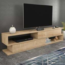 Decorotika Cortez 2 Shelf Oak TV Unit - Size: 40 x 160 x 35cm - Brown - Wilko - thumbnail 1