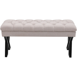 Living and Home Cream Mid Century Metal Upholstered Bench - Wilko - thumbnail 3