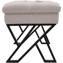 Living and Home Cream Mid Century Metal Upholstered Bench - Wilko - thumbnail 4