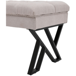Living and Home Cream Mid Century Metal Upholstered Bench - Wilko - thumbnail 6