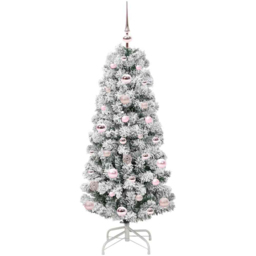 vidaXL Pre-Lit Warm White LED and Pink Baubles Snow Flocked Artificial Christmas Tree 3.9ft - Green - Wilko - thumbnail 5