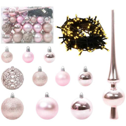 vidaXL Pre-Lit Warm White LED and Pink Baubles Snow Flocked Artificial Christmas Tree 3.9ft - Green - Wilko - thumbnail 7