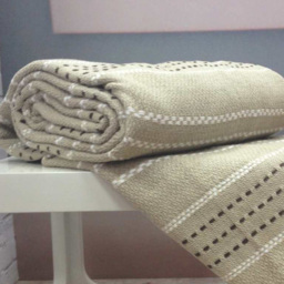 Rapport Home Natural Stitch Strip Woven Cotton Throw 254 x 254cm - Size: 10 x 254 x 254cm - Cream - Wilko - thumbnail 4