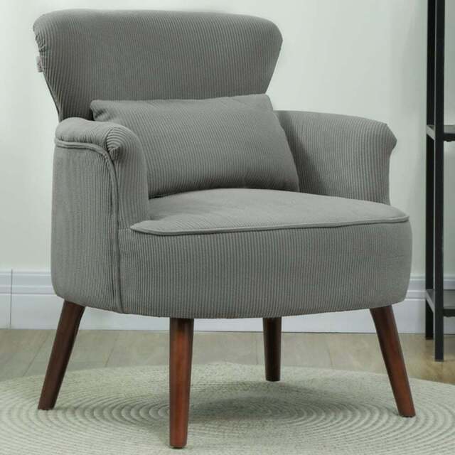 HOMCOM Modern Grey Upholstered Accent Armchair Chair - Size: Single - Wilko - image 1