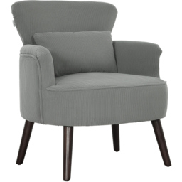 HOMCOM Modern Grey Upholstered Accent Armchair Chair - Size: Single - Wilko - thumbnail 3