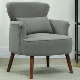 HOMCOM Modern Grey Upholstered Accent Armchair Chair - Size: Single - Wilko