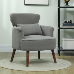 HOMCOM Modern Grey Upholstered Accent Armchair Chair - Size: Single - Wilko - thumbnail 5