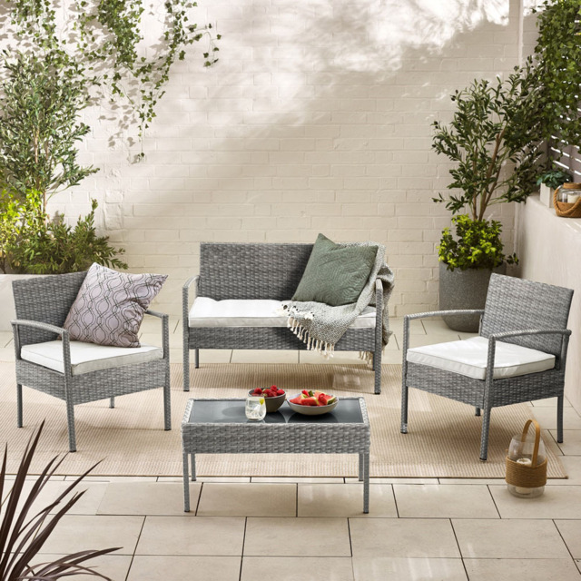 Furniture Box Zante 4 Seater Grey Rattan Lounge Set - Furniturebox - Wilko - image 1