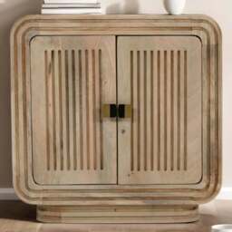 Brooklyn Hudson 2 Door Carved Mango Wood Mini Sideboard - Brown - Wilko - thumbnail 1