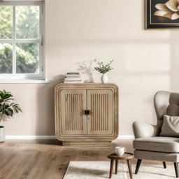 Brooklyn Hudson 2 Door Carved Mango Wood Mini Sideboard - Brown - Wilko - thumbnail 7