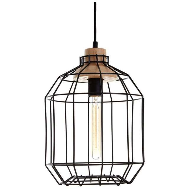 Premier Housewares Black Metal Wire Pendant Light - Size: 25 x 25 x 120cm - Wilko - image 1