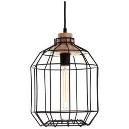 Premier Housewares Black Metal Wire Pendant Light - Size: 25 x 25 x 120cm - Wilko