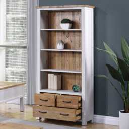 Baumhaus Splash of White 3 Drawer 4 Shelf White Large Open Bookcase - Wilko - thumbnail 5