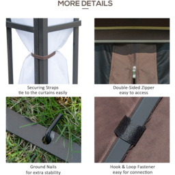 Outsunny 3 x 3m 2-Tier Coffee Pavilion Gazebo - Size: 270 x 300 x 300cm - Brown - Wilko - thumbnail 7