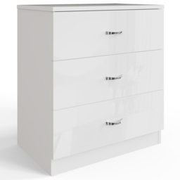 FWStyle Chilton 3 Drawer White Gloss Chest of Drawers - Wilko - thumbnail 3