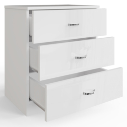 FWStyle Chilton 3 Drawer White Gloss Chest of Drawers - Wilko - thumbnail 4