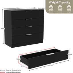 Vida Designs Trega Black 3 Piece Bedroom Furniture Set - Size: 170 x 76 x 53cm - Wilko - thumbnail 7