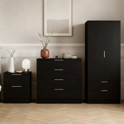 Vida Designs Trega Black 3 Piece Bedroom Furniture Set - Size: 170 x 76 x 53cm - Wilko - thumbnail 1