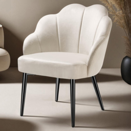 tectake Hellen Set of 2 Cream and Black Shell Shaped Velvet Accent Chair - Size: Single - Wilko - thumbnail 1
